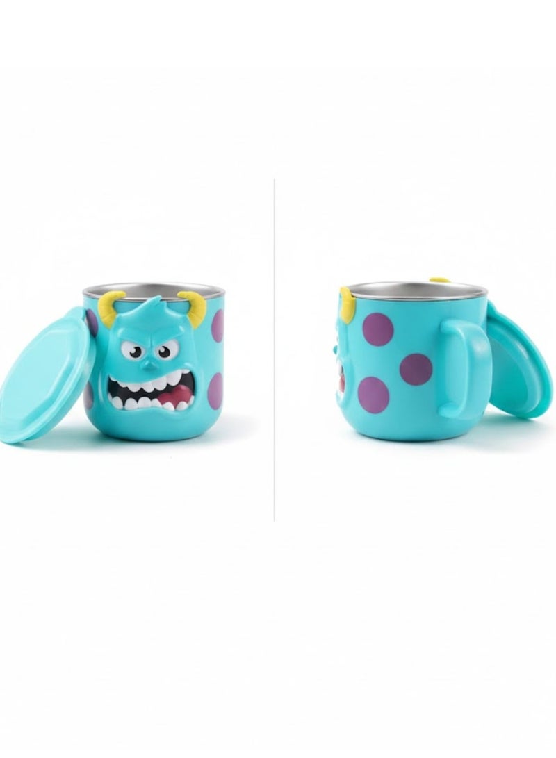 Disney Kids Stainless Steel Drinking Mug with Lid – Cartoon Design | Double Wall Insulated Cup for Hot & Cold Drinks | Leak-Resistant, Safe & Durable Children Mug (Sulley) - Image 2
